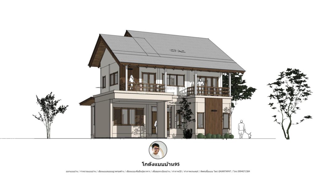 แบบบ้านทรงจั่ว2ชั้น P-2257