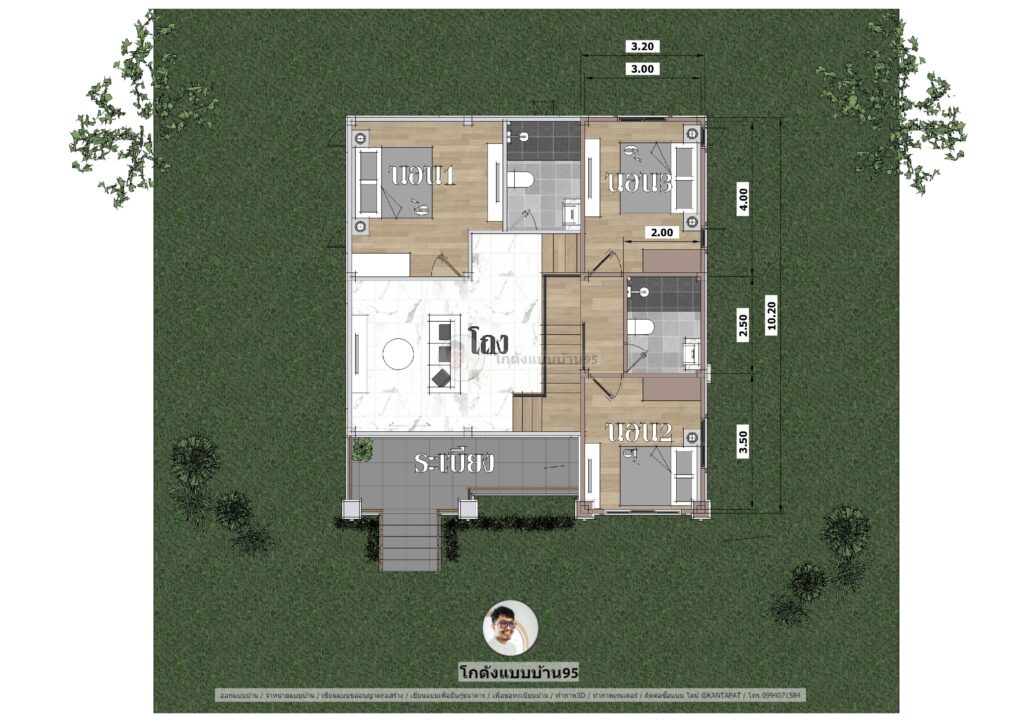 แบบบ้าน3ห้องนอนS-166