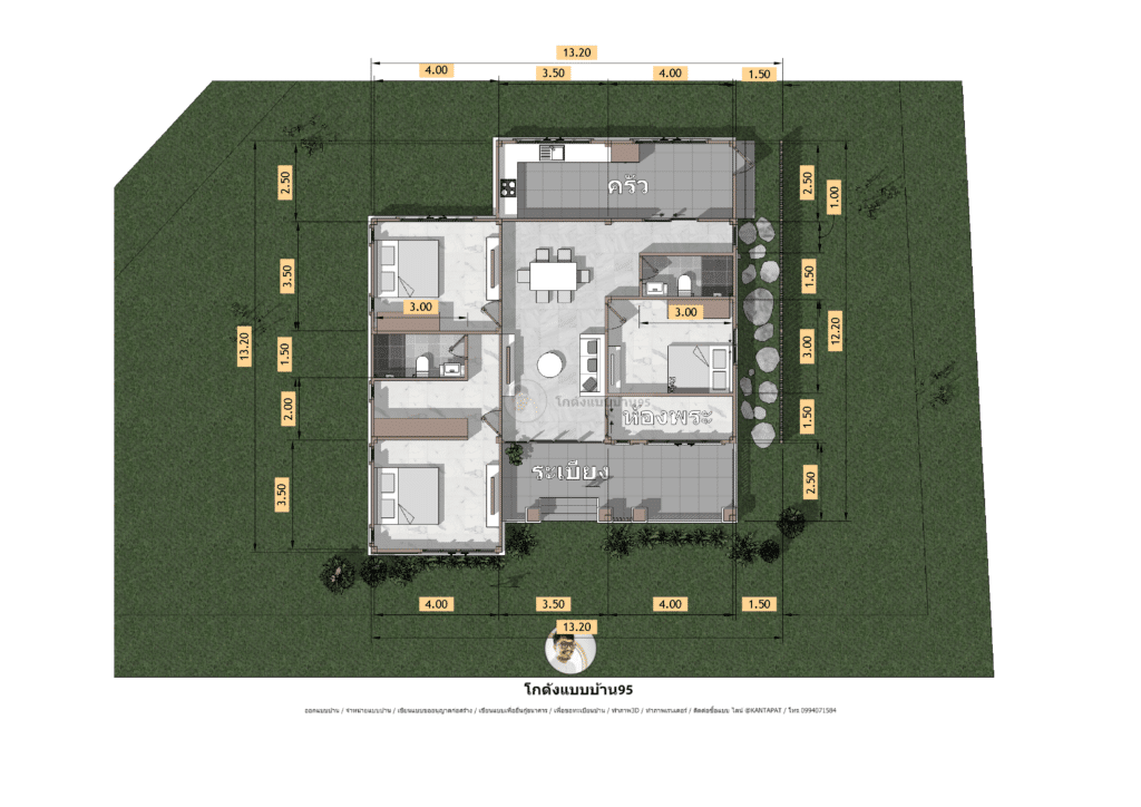 แปลนบ้าน3ห้องนอนP-2434