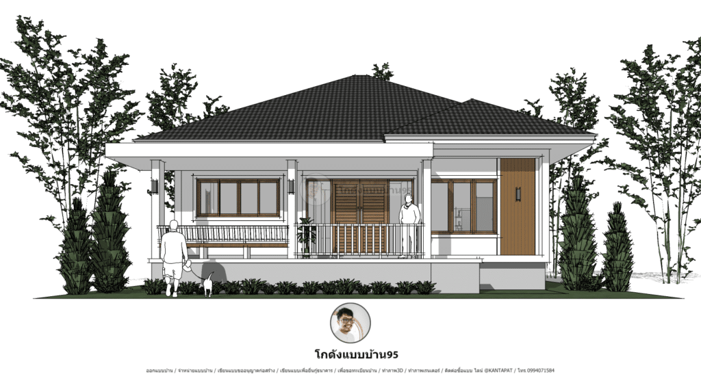 แปลนบ้านชั้นเดียว3ห้องนอน P-2453