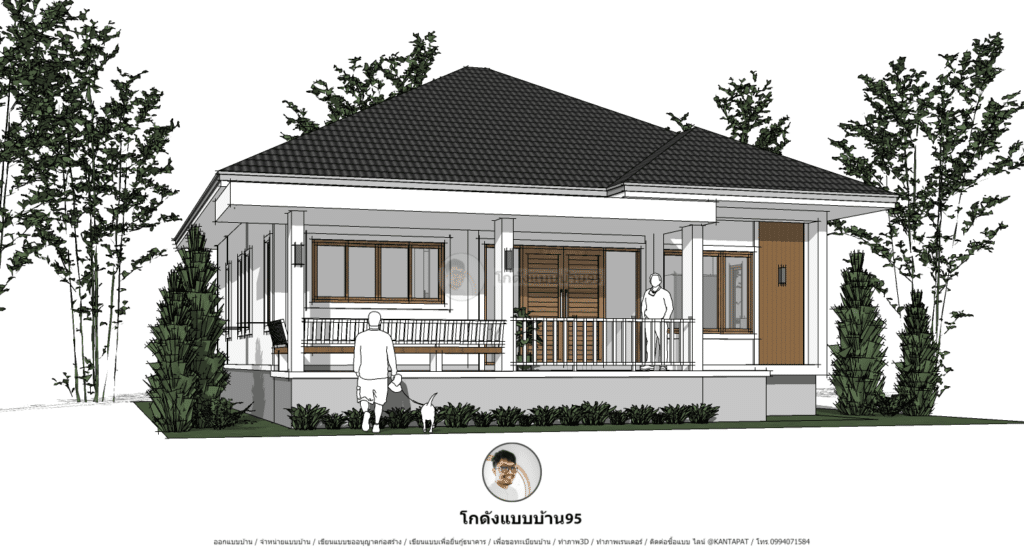 แปลนบ้านชั้นเดียว3ห้องนอน P-2453