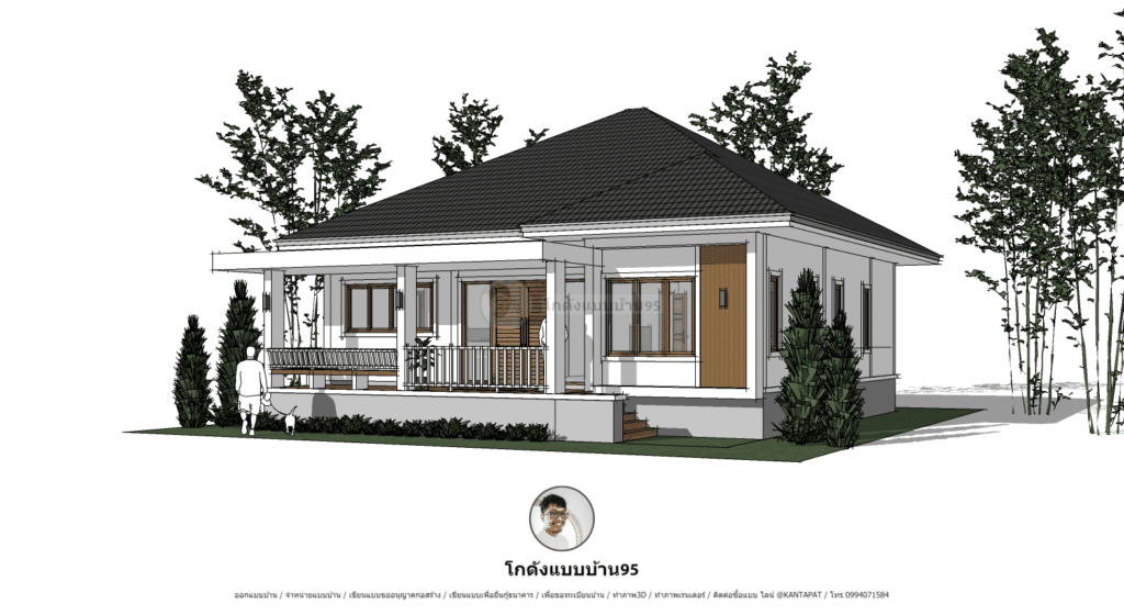 แปลนบ้านชั้นเดียว3ห้องนอน P-2453