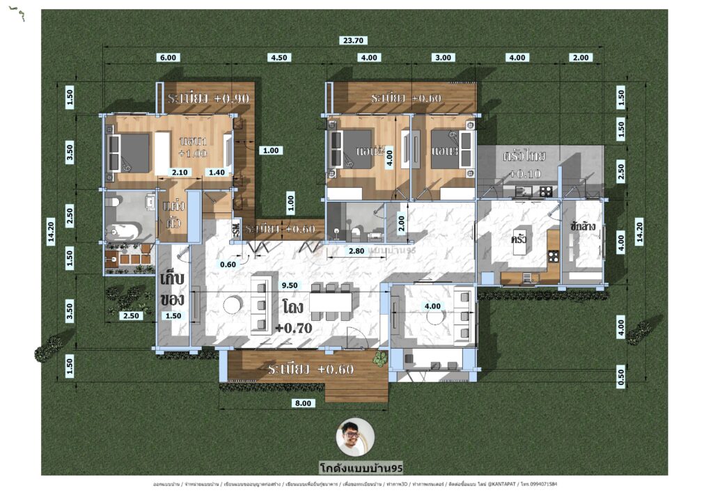 ออกแบบบ้าน3ห้องนอนP-2385