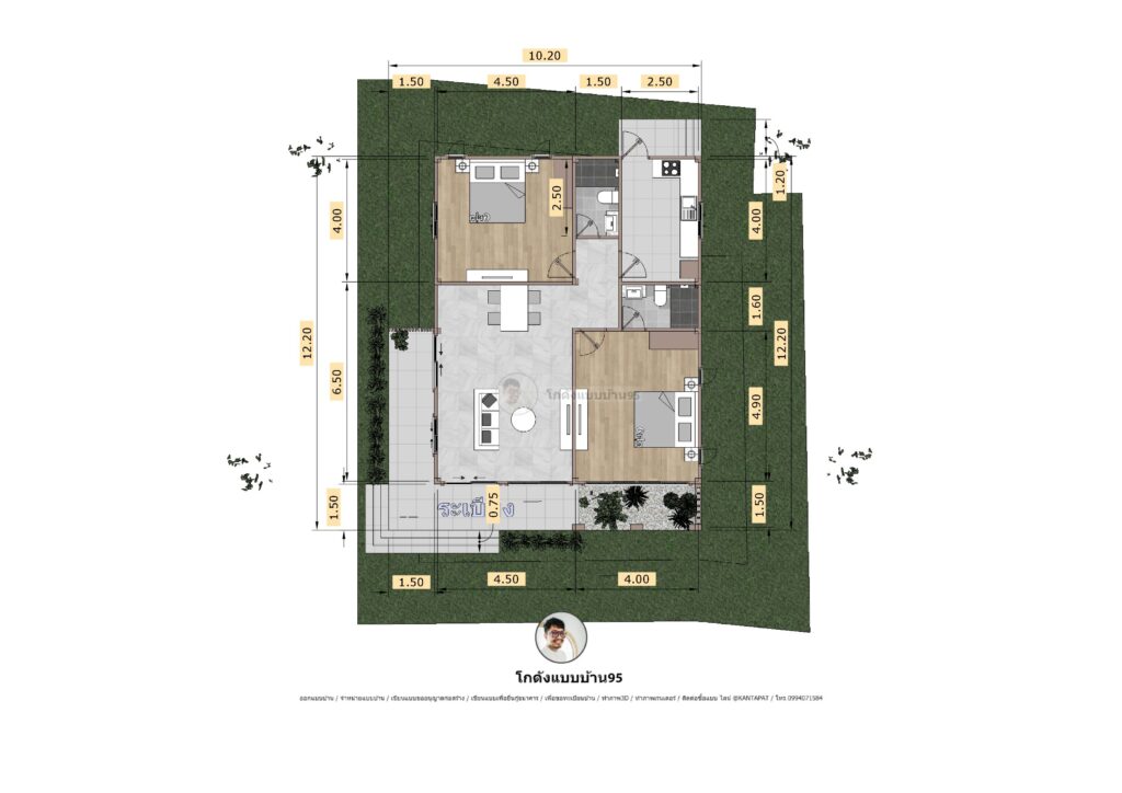 แปลนบ้าน2ห้องนอน P-2488