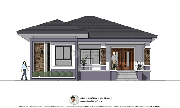 แบบบ้านทรงปั้นหยายกพื้นสูง ฟังก์ชัน 3 ห้องนอน ขนาด 131 ตร.ม. P-1263-แบบบ้านชั้นเดียว
