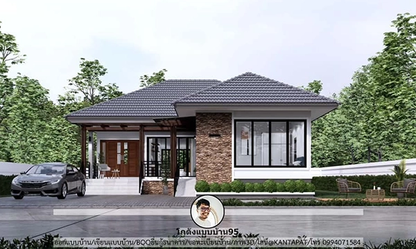 ไอเดียแบบบ้านวัยเกษียณ มีทางลาด พื้นที่ 131 ตร.ม. 2 ห้องนอน P-1284-ปั้นหยาคอนเทม