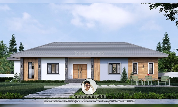 แบบบ้านชั้นเดียวสวย ๆ บ้านที่ดูอบอุ่น สะดวกสบาย 3 ห้องนอน 169 ตร.ม. บ้านปั้นหยา P-2562