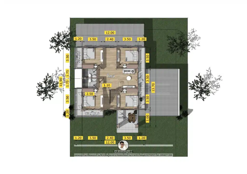 แปลนบ้าน2ห้องนอนP-2544