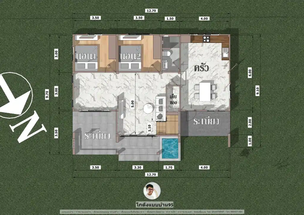 แปลนบ้านชั้นครึ่งP-2561 