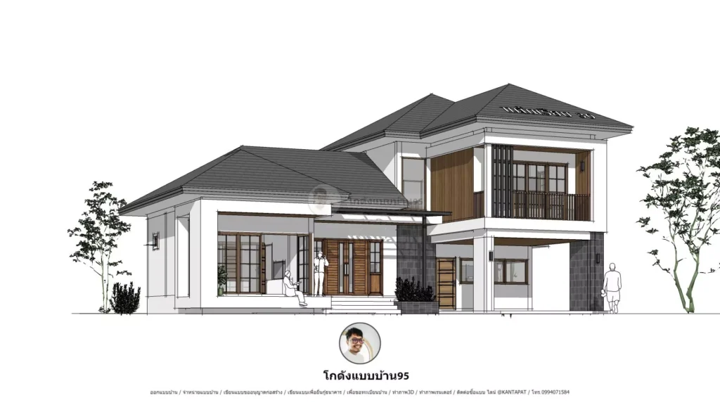 แบบบ้านP2537 บ้านชั้นครึ่ง สไตล์คอมเทมโพลารี่