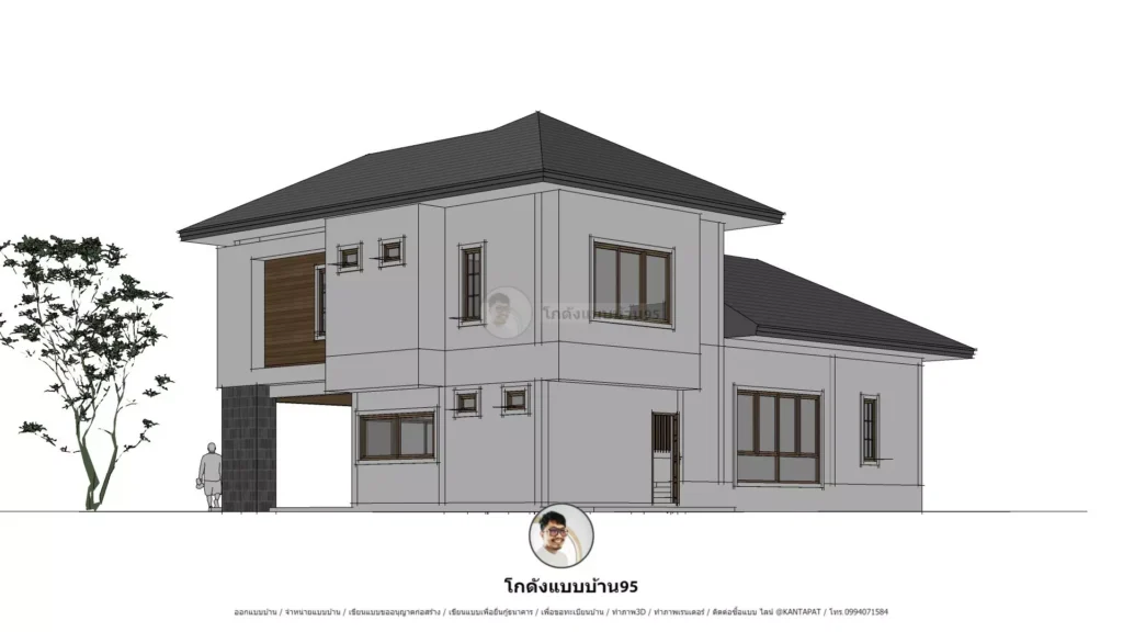 แบบบ้านP2537 บ้านชั้นครึ่ง คอมเทมโพลารี่