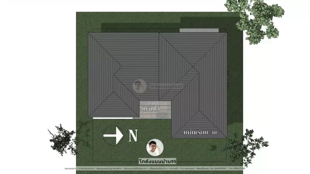 แบบบ้านP2537 บ้านชั้นครึ่ง หลังคาปั้นหยา