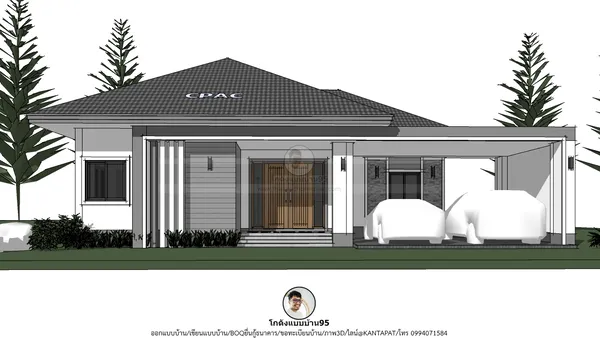 แบบบ้านชั้นเดียวP2520 สไตล์คอนเทมโพรารี่ 3 ห้องนอน 2 ห้องน้ำ