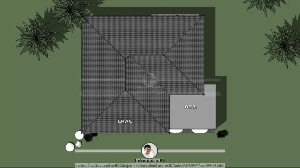 แบบบ้านP2520 ชั้นเดียว คอนเทมโพรารี่ หลังคาปั้นหยา