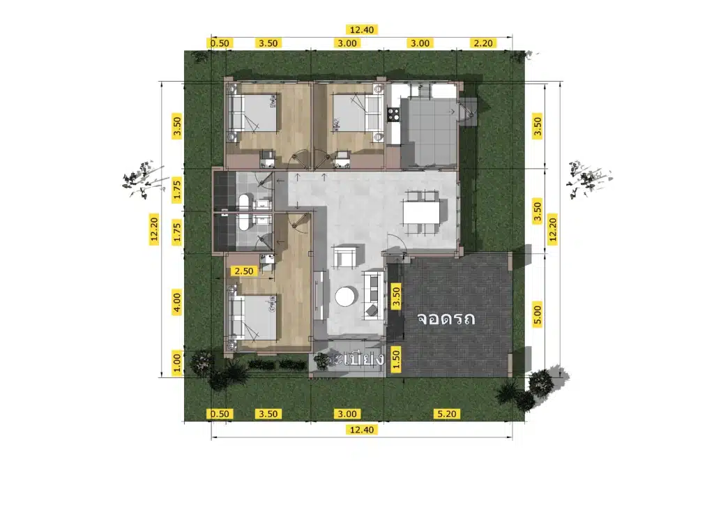 แบบบ้านบ้านนอร์ดิก P-2582 แปลนพื้น