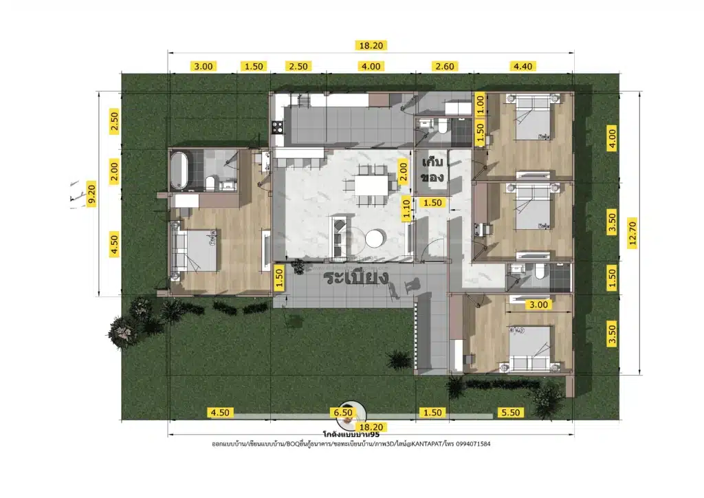 บ้านทรงกล่อง-แปลนพื้น