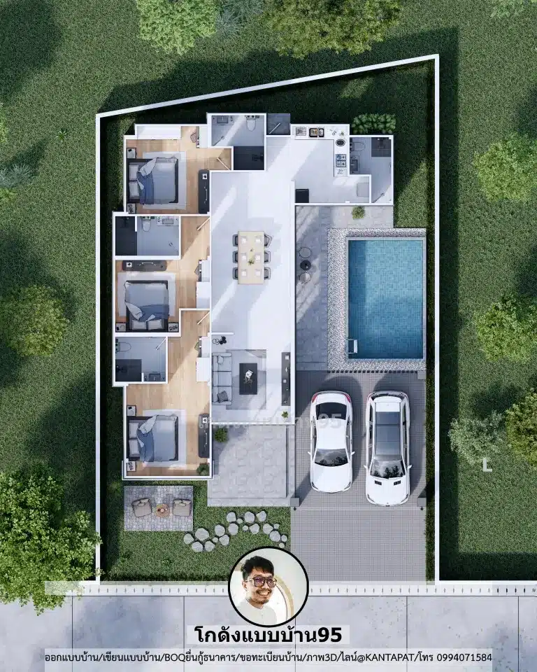 S-178 แปลนบ้านปั้นหยาชั้นเดียว