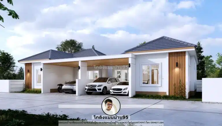 แบบบ้านแฝดชั้นเดียว  U-179 พื้นที่ใช้สอย 102 ตรม.พร้อมที่จอดรถ