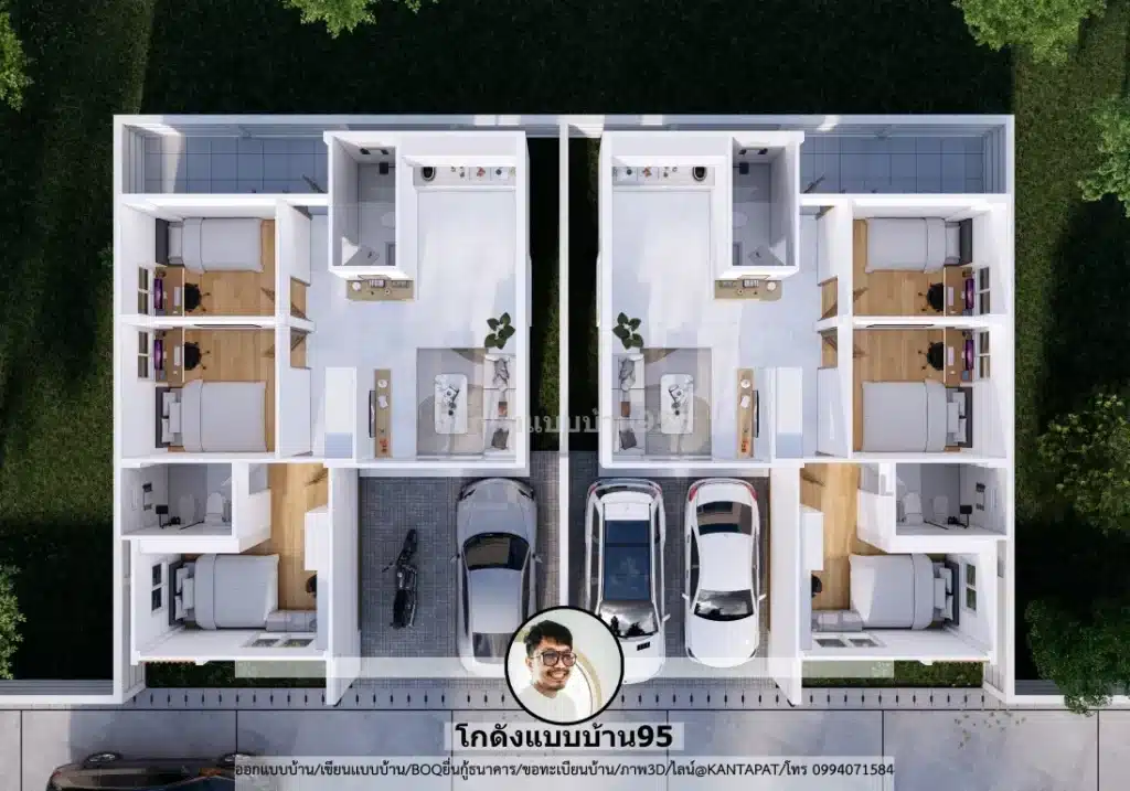 U-179 แบบบ้านแฝดชั้นเดียว-แปลนพื้น