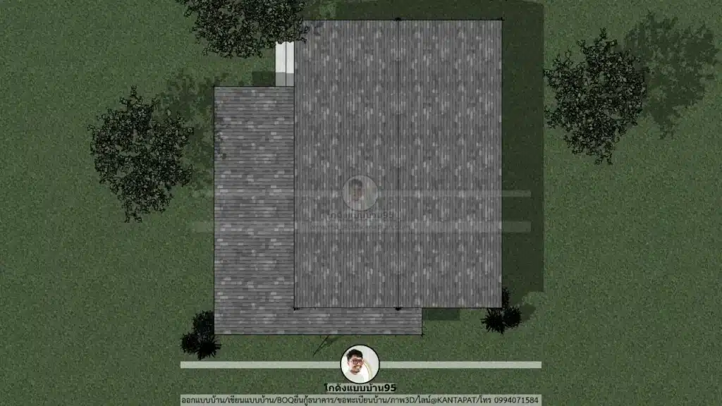P2573-บ้านชั้นเดียวหลังคาแอสฟัสต์-ซิงเกิ้ลรูฟ