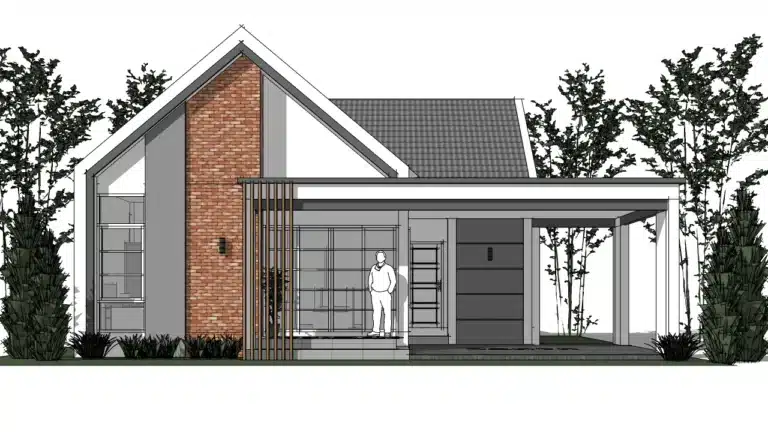 บ้านนอร์ดิก 3 ห้องนอน 2 ห้องน้ำ พร้อมที่จอดรถในตัว แบบบ้านP-2569