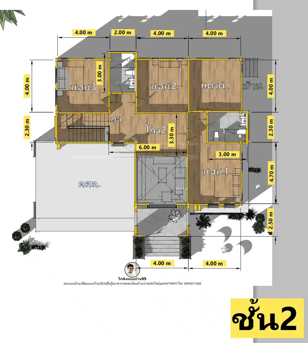 P-2607 แบบบ้านสองชั้น-พื้นชั้น2