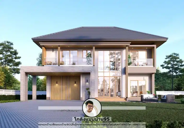 แบบบ้านสองชั้นสไตล์ปั้นหยา P-2583 พร้อมโรงจอดรถ