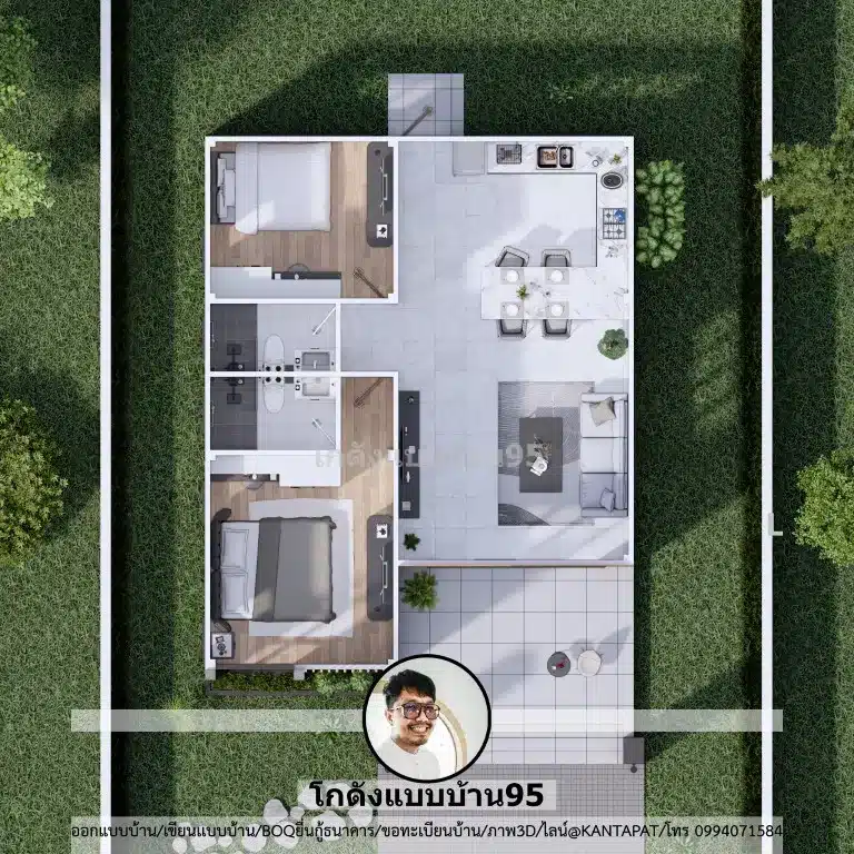 P-2580 บ้านหลังคาจั่ว-แปลนพื้น