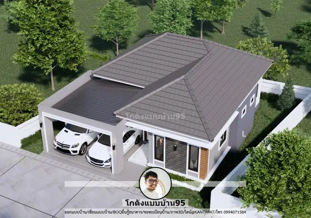 P-2615-แบบบ้านชั้นเดียว 3 ห้องนอน