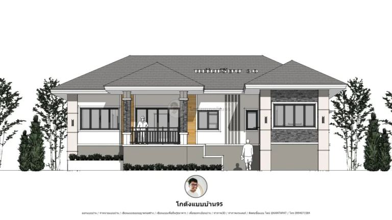 บ้านชั้นเดียวสไตล์ปั้นหยา P-2563 ฟังก์ชันครบ 3ห้องนอน