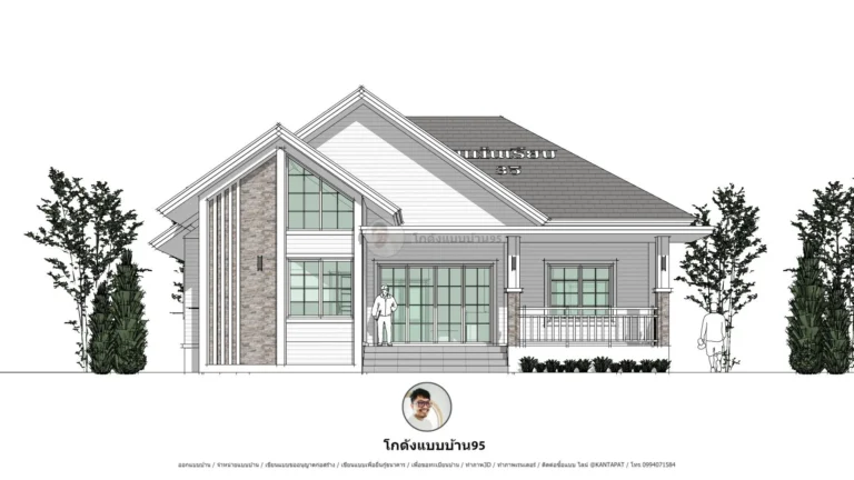 แบบบ้านชั้นเดียว สไตล์คอนเทมโพลารี่ 3 ห้องนอน แบบบ้าน P-2579