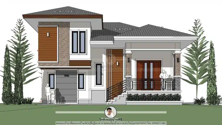 บ้านชั้นครึ่งสไตล์ปั้นหยา P-2565 3ห้องนอน พื้นที่ไม่เกิน 200 ตรม.
