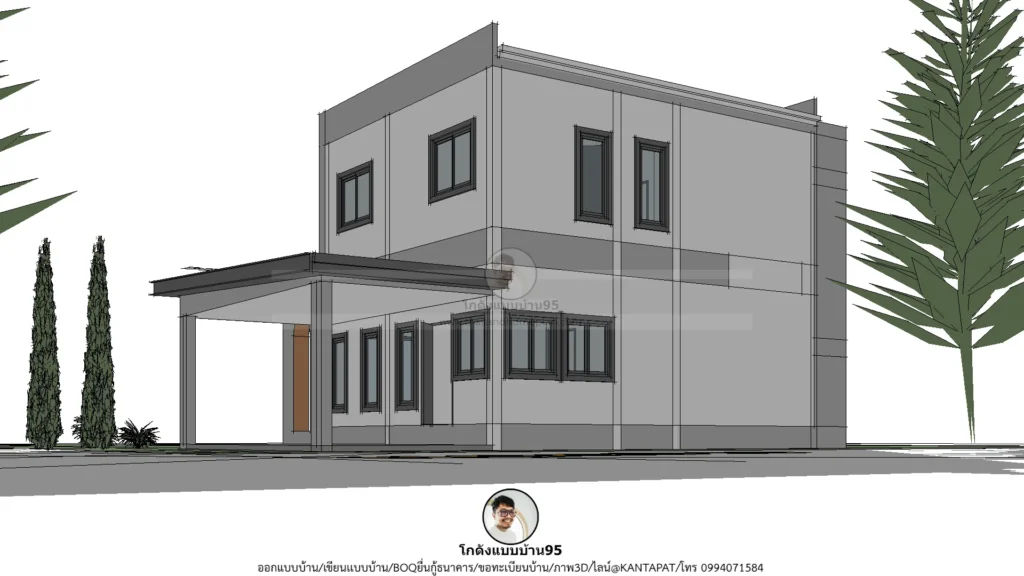 P-2567 บ้านสองชั้นทรงกล่อง-โรงจอดรถ