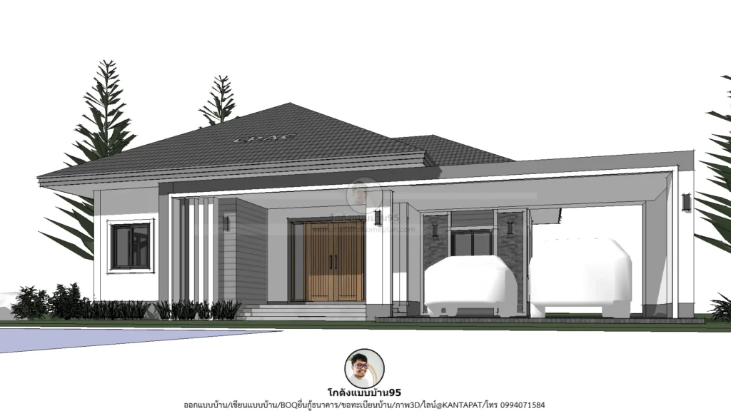 P-2587-บ้านปั้นหยาชั้นเดียว พร้อมโรงจอดรถ