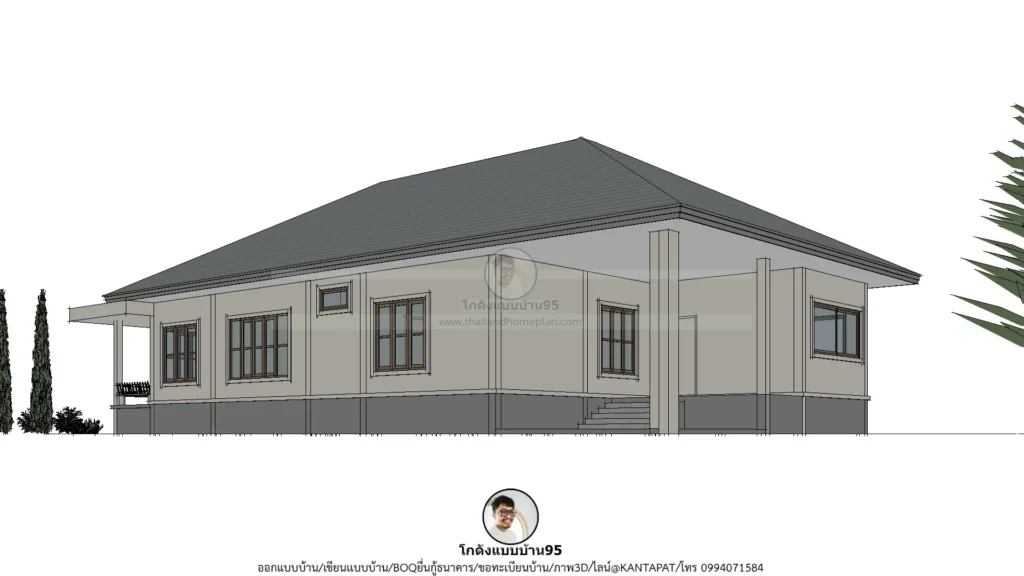 บ้านชั้นเดียว 3 ห้องนอน