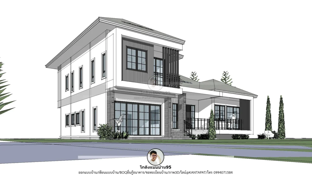 บ้านชั้นครึ่งสไตล์ปั้นหยา-ภายนอก