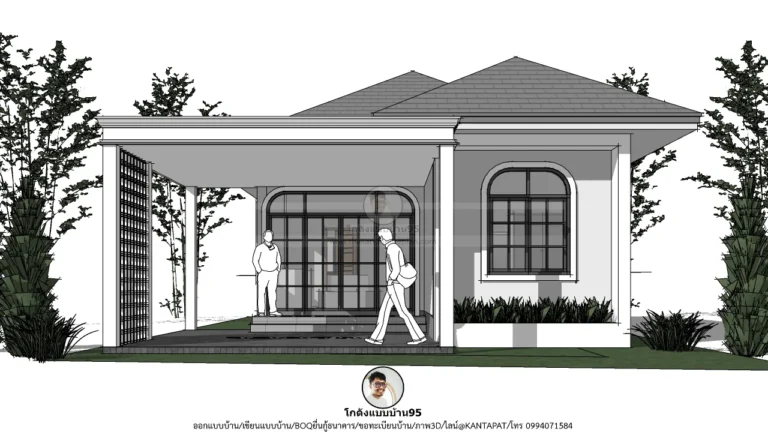 บ้านปั้นหยาชั้นเดียว P-2599 2 ห้องนอน พร้อมที่จอดรถ