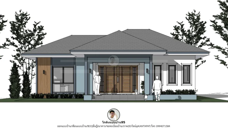 แบบบ้าน 3 ห้องนอน P-2610 บ้านชั้นเดียว พื้นที่ไม่เกิน 100 ตรม.