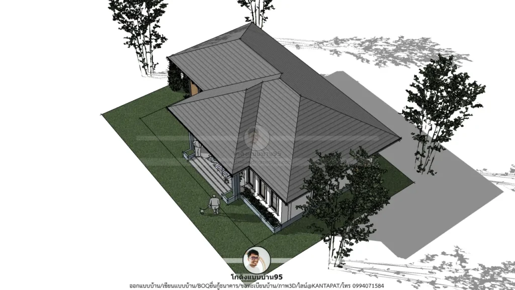 P-2610-แบบบ้านชั้นเดียว 3 ห้องนอน-หลังคาเพรทีส