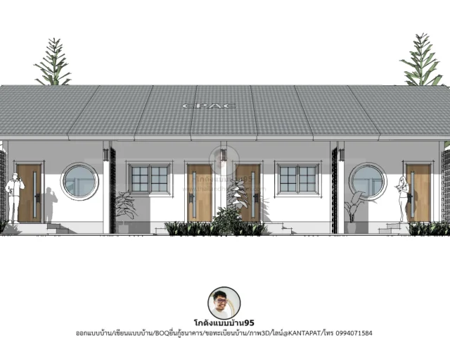 แบบบ้านเช่าชั้นเดียว P-2611 พื้นที่ทั้งหมดไม่เกิน 150 ตรม.