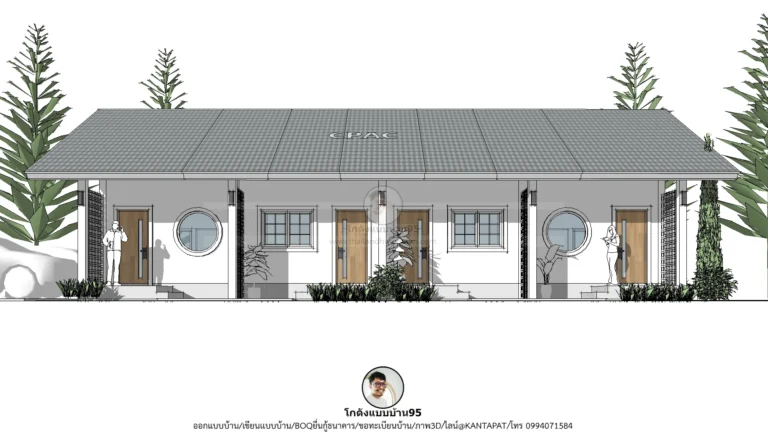 แบบบ้านเช่าชั้นเดียว P-2611 พื้นที่ทั้งหมดไม่เกิน 150 ตรม.