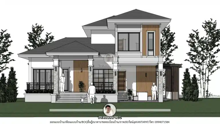 บ้านชั้นครึ่งสไตล์ปั้นหยา P-2621 ฟังก์ชันครบ 5 ห้องนอน