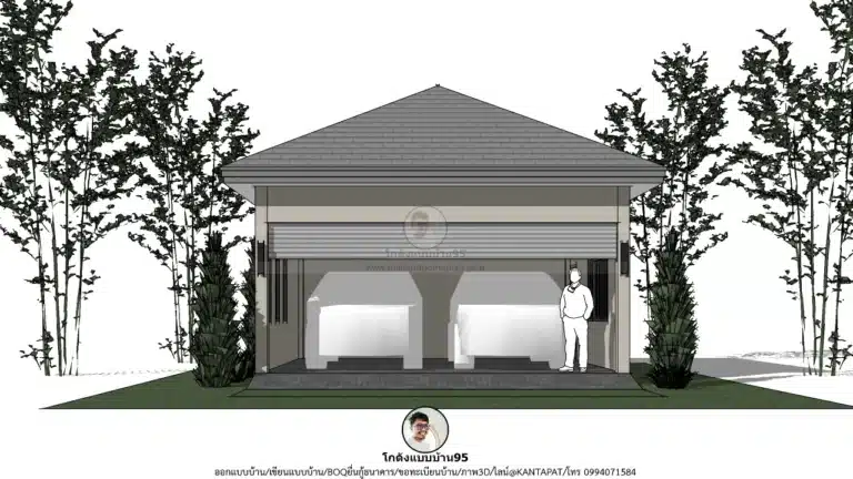 แบบโรงจอดรถ M-097  พื้นที่ไม่เกิน 100 ตารางเมตร