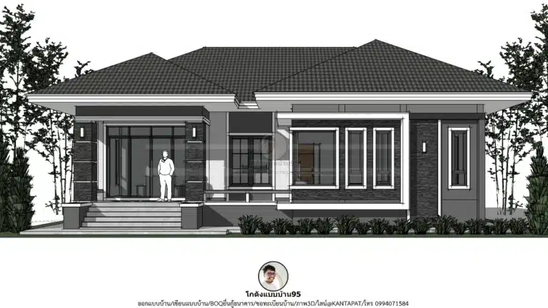 แบบบ้าน 3 ห้องนอน บ้านชั้นเดียวสไตล์ปั้นหยา P-2598