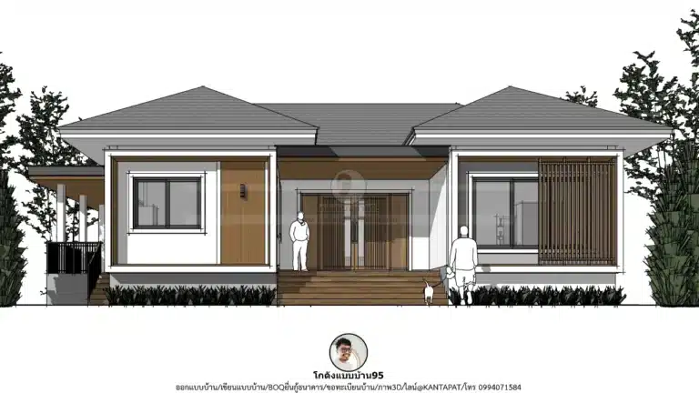 แบบบ้านชั้นเดียวสไตล์ปั้นหยา 3 ห้องนอน แบบบ้าน P-2626