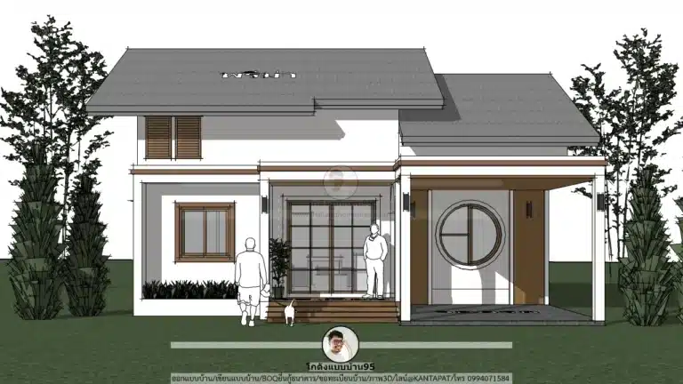 แบบบ้านชั้นเดียวสไตล์จั่ว ขนาดไม่เกิน 100 ตารางเมตร แบบบ้าน P-2631