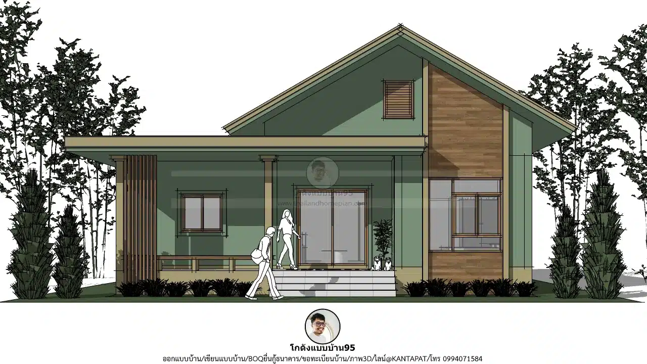 บ้านหลังคาจั่ว 3 ห้องนอน 2 ห้องน้ำ แบบบ้าน P-2634
