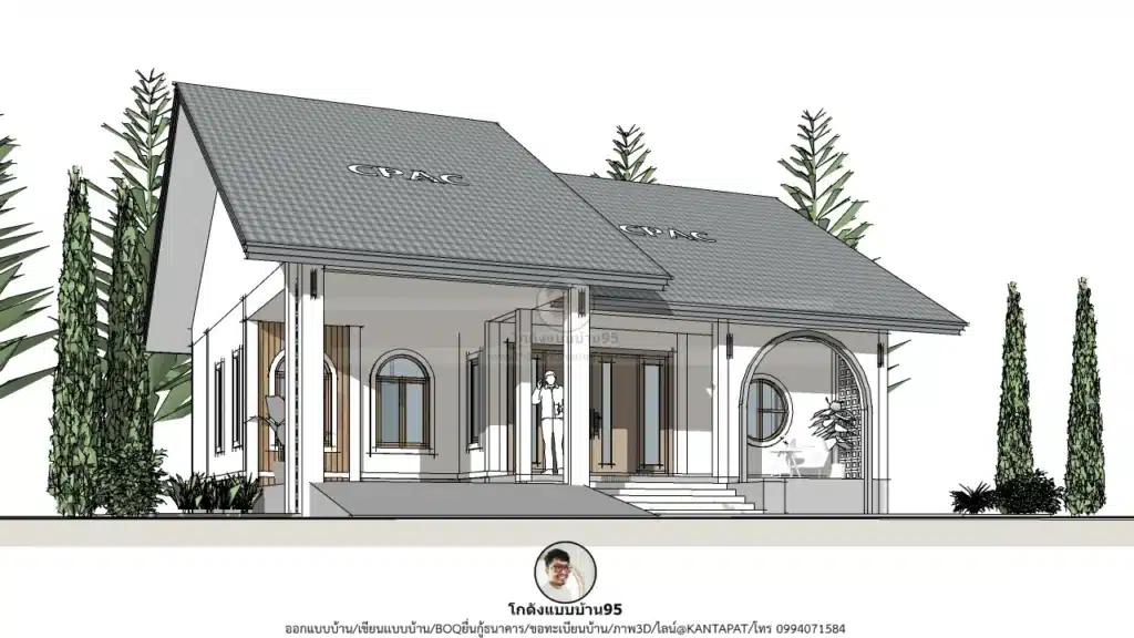 P-2647-แบบบ้านชั้นเดียว 3 ห้องนอน