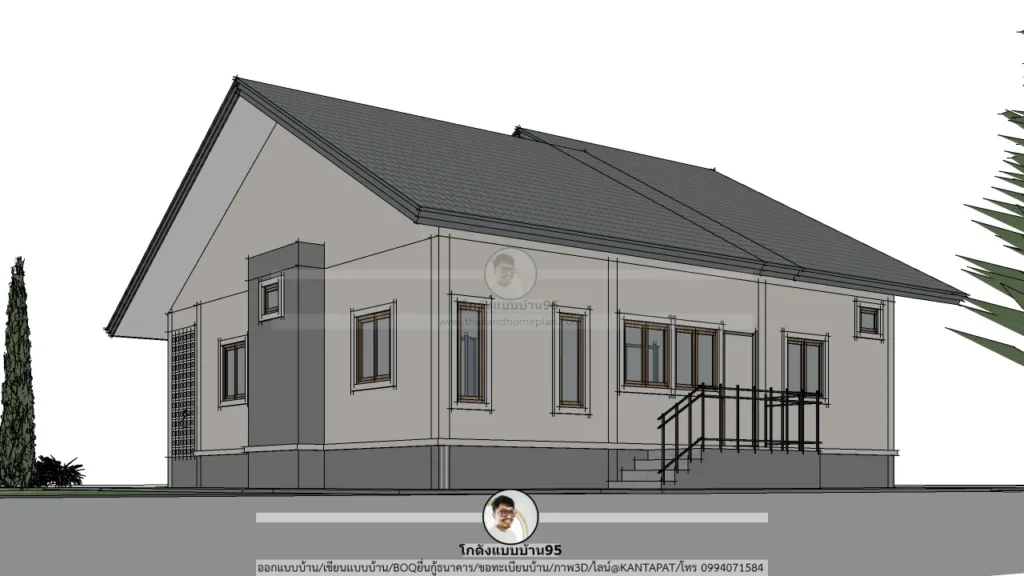 P-2647-แบบบ้านชั้นเดียว 3 ห้องนอน