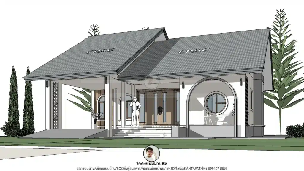 P-2647-แบบบ้านชั้นเดียว 3 ห้องนอน